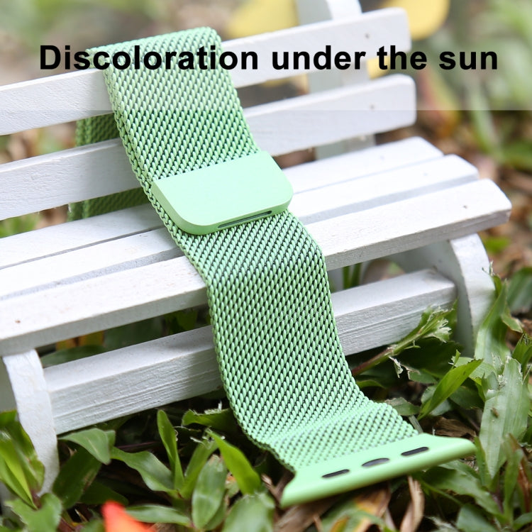 For Apple Watch Series 7 41mm / 6 & SE & 5 & 4 40mm / 3 & 2 & 1 38mm Color-changing Magnetic Nylon Watch Band (Green) by bashfashion