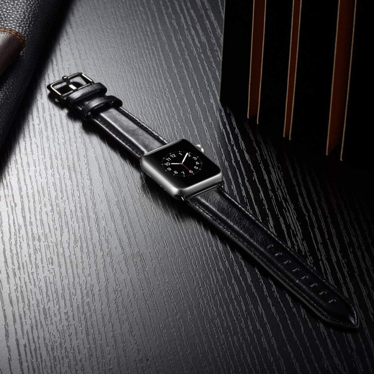 Black Buckle Leather Watch Band For Apple Watch Ultra 49mm&Watch Ultra 2 49mm / Series 10 46mm / 9&8&7 45mm / SE 3&SE 2&6&SE&5&4 44mm / 3&2&1 42mm(Black) by bashfashion