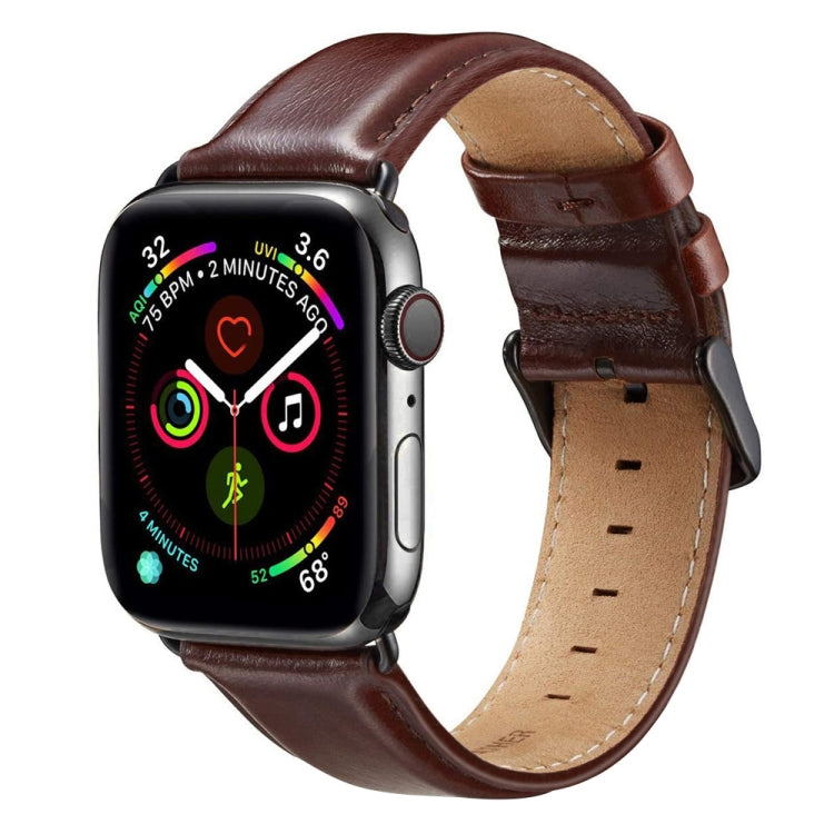 Black Buckle Leather Watch Band For Apple Watch Ultra 49mm&Watch Ultra 2 49mm / Series 10 46mm / 9&8&7 45mm / SE 3&SE 2&6&SE&5&4 44mm / 3&2&1 42mm(Dark Brown) by bashfashion