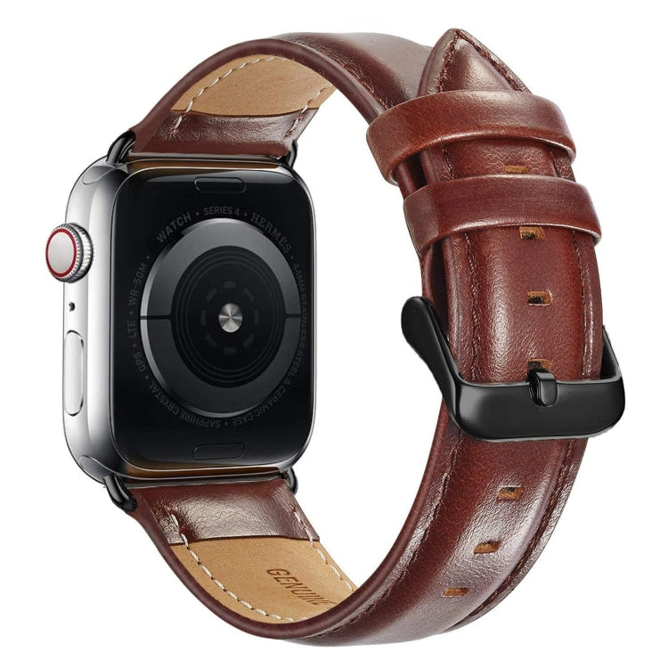Black Buckle Leather Watch Band For Apple Watch Ultra 49mm&Watch Ultra 2 49mm / Series 10 46mm / 9&8&7 45mm / SE 3&SE 2&6&SE&5&4 44mm / 3&2&1 42mm(Dark Brown) by bashfashion