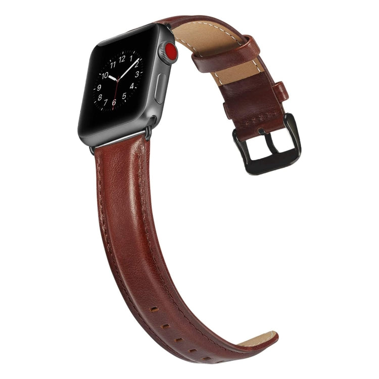 Black Buckle Leather Watch Band For Apple Watch Ultra 49mm&Watch Ultra 2 49mm / Series 10 46mm / 9&8&7 45mm / SE 3&SE 2&6&SE&5&4 44mm / 3&2&1 42mm(Dark Brown) by bashfashion