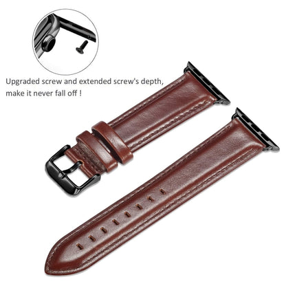 Black Buckle Leather Watch Band For Apple Watch Ultra 49mm&Watch Ultra 2 49mm / Series 10 46mm / 9&8&7 45mm / SE 3&SE 2&6&SE&5&4 44mm / 3&2&1 42mm(Dark Brown) by bashfashion