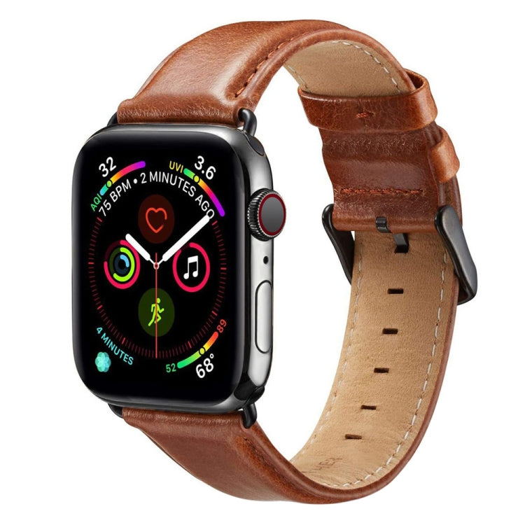 Black Buckle Leather Watch Band For Apple Watch Ultra 49mm&Watch Ultra 2 49mm / Series 10 46mm / 9&8&7 45mm / SE 3&SE 2&6&SE&5&4 44mm / 3&2&1 42mm(Brown) by bashfashion