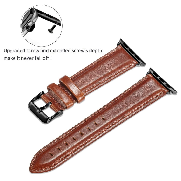 Black Buckle Leather Watch Band For Apple Watch Ultra 49mm&Watch Ultra 2 49mm / Series 10 46mm / 9&8&7 45mm / SE 3&SE 2&6&SE&5&4 44mm / 3&2&1 42mm(Brown) by bashfashion