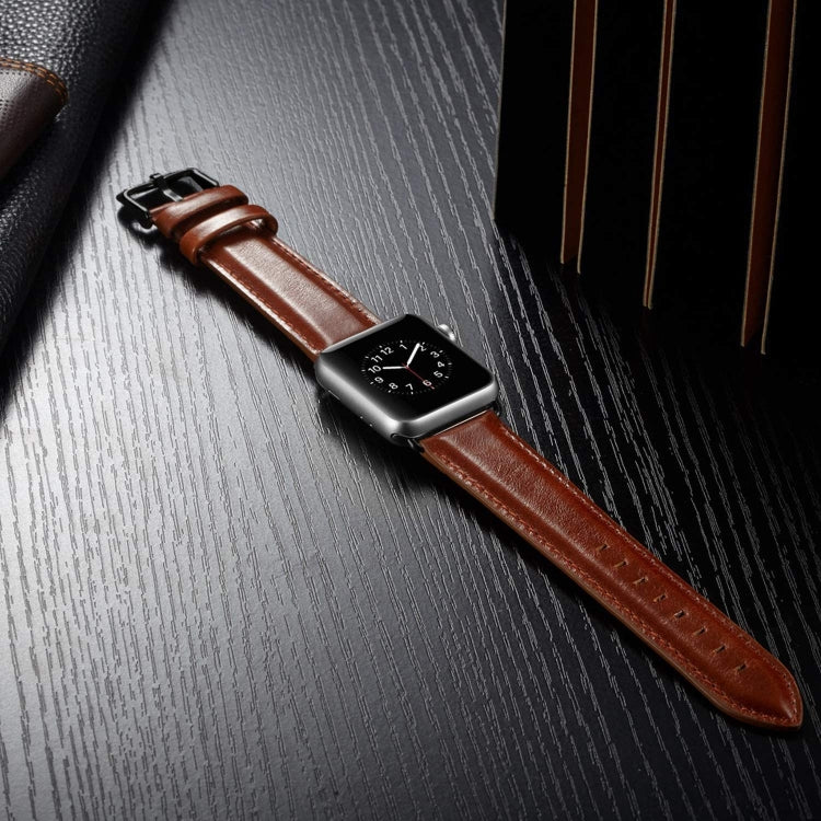 Black Buckle Leather Watch Band For Apple Watch Ultra 49mm&Watch Ultra 2 49mm / Series 10 46mm / 9&8&7 45mm / SE 3&SE 2&6&SE&5&4 44mm / 3&2&1 42mm(Brown) by bashfashion