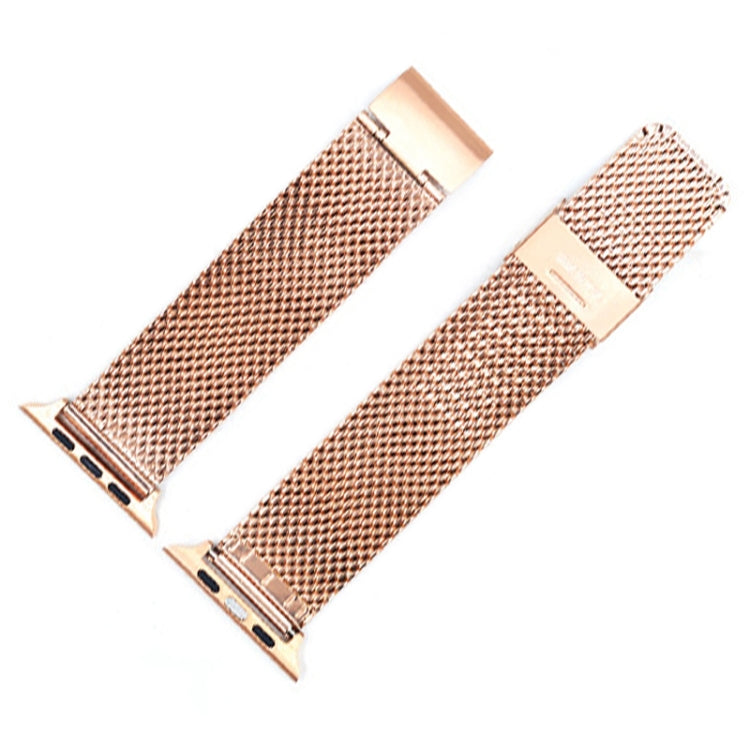 304 Stainless Steel Milanese Watch Band with Connector For Apple Watch Series 7 45mm / 6 & SE & 5 & 4 44mm / 3 & 2 & 1 42mm(Rose Gold) by bashfashion