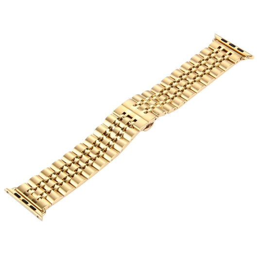 20mm Women Hidden Butterfly Buckle 7 Beads Stainless Steel Watch Band For Apple Watch 38mm(Gold) by bashfashion