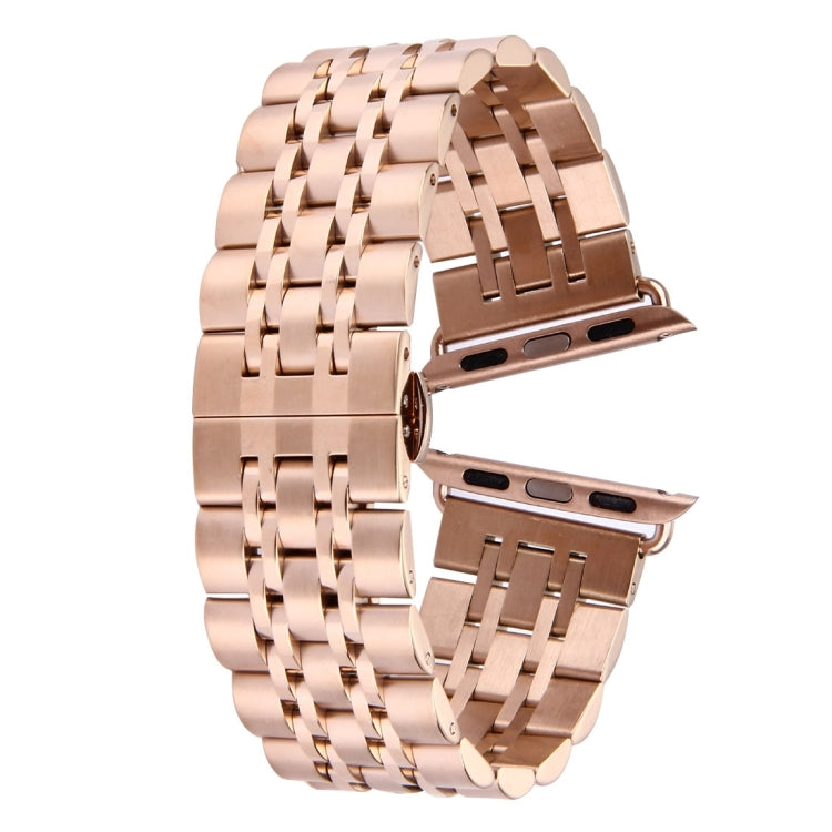 20mm Women Hidden Butterfly Buckle 7 Beads Stainless Steel Watch Band For Apple Watch 38mm(Rose Gold) by bashfashion