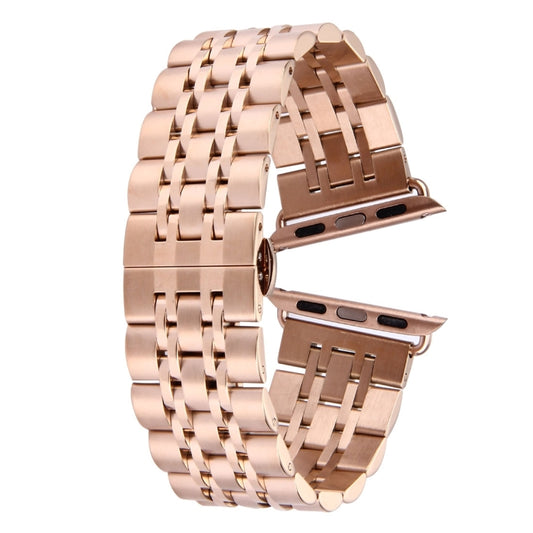 20mm Women Hidden Butterfly Buckle 7 Beads Stainless Steel Watch Band For Apple Watch 38mm(Rose Gold) by bashfashion