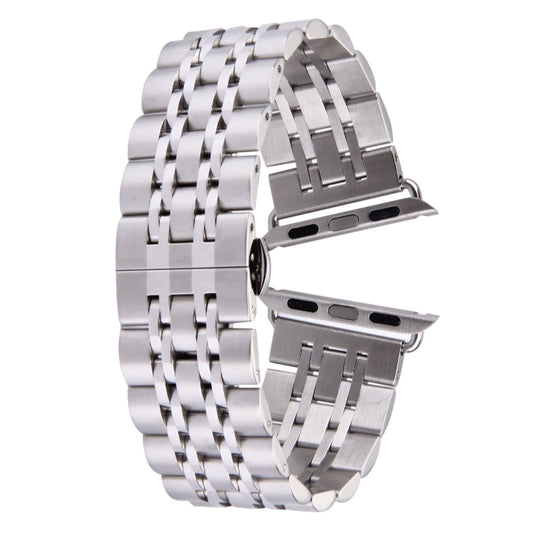20mm Women Hidden Butterfly Buckle 7 Beads Stainless Steel Watch Band For Apple Watch 38mm(Silver) by bashfashion