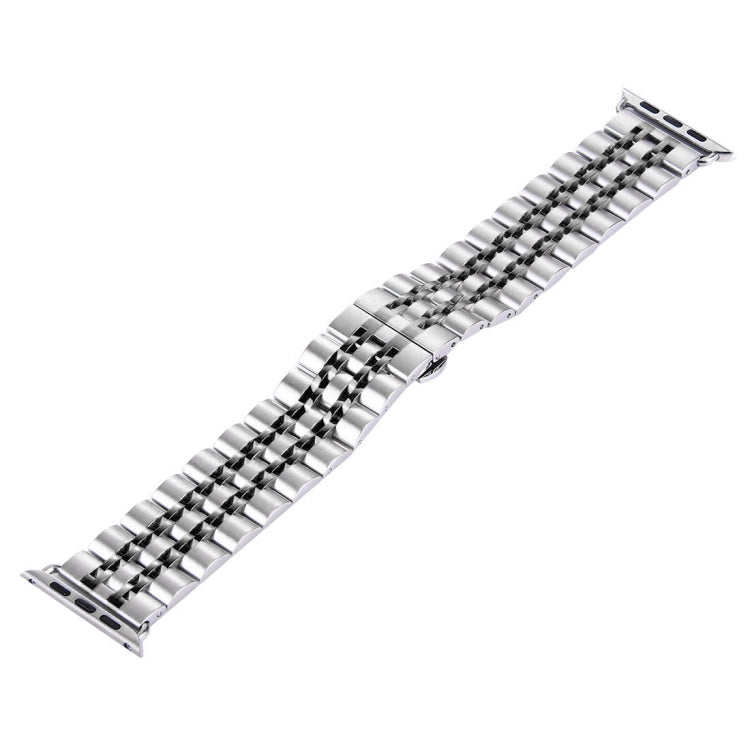 20mm Women Hidden Butterfly Buckle 7 Beads Stainless Steel Watch Band For Apple Watch 38mm(Silver+Black) by bashfashion