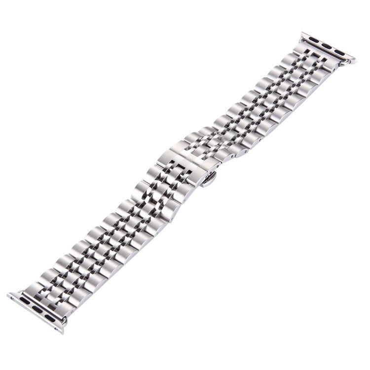 20mm Women Hidden Butterfly Buckle 7 Beads Stainless Steel Watch Band For Apple Watch 38mm(Silver) by bashfashion