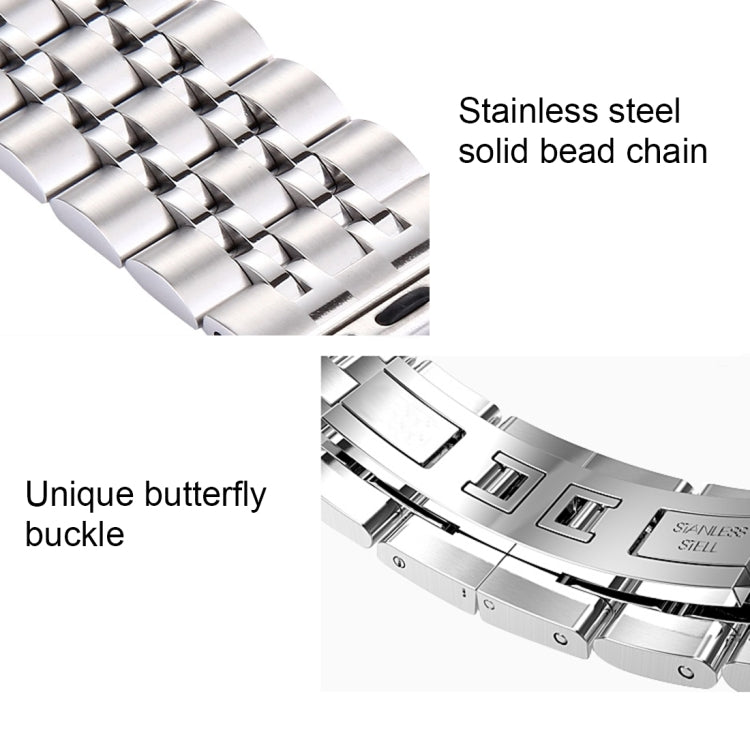 20mm Women Hidden Butterfly Buckle 7 Beads Stainless Steel Watch Band For Apple Watch 38mm(Rose Gold) by bashfashion