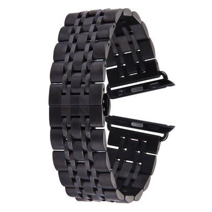 22mm Men Hidden Butterfly Buckle 7 Beads Stainless Steel Watch Band For Apple Watch 42mm(Black) by bashfashion