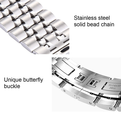 22mm Men Hidden Butterfly Buckle 7 Beads Stainless Steel Watch Band For Apple Watch 42mm(Silver+Black) by bashfashion