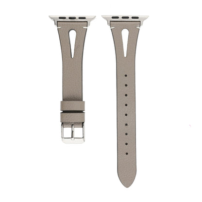 Simple V-shaped Leather Watch Band for Apple Watch Series 7 41mm / 6 & SE & 5 & 4 40mm / 3 & 2 & 1 38mm(Grey) by bashfashion