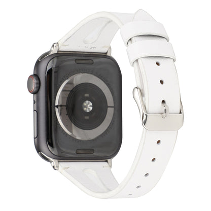 Simple V-shaped Leather Watch Band for Apple Watch Series 7 41mm / 6 & SE & 5 & 4 40mm / 3 & 2 & 1 38mm(White) by bashfashion