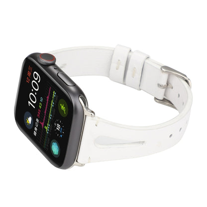Simple V-shaped Leather Watch Band for Apple Watch Series 7 41mm / 6 & SE & 5 & 4 40mm / 3 & 2 & 1 38mm(White) by bashfashion