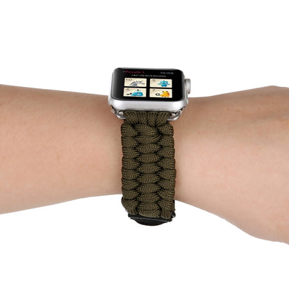 Magic Paste Genuine Leather Umbrella Rope Nylon Wrist Watch Band with Stainless Steel Buckle for Apple Watch Ultra 49mm&Watch Ultra 2 49mm / Series 10 46mm / 9&8&7 45mm / SE 3&SE 2&6&SE&5&4 44mm / 3&2&1 42mm(Brown) by bashfashion