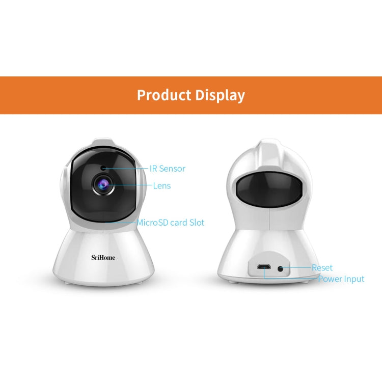 SriHome SH025 2.0 Million Pixels 1080P HD AI Auto-tracking IP Camera, Support Two Way Audio / Motion Tracking / Humanoid Detection / Night Vision / TF Card, UK Plug by SriHome