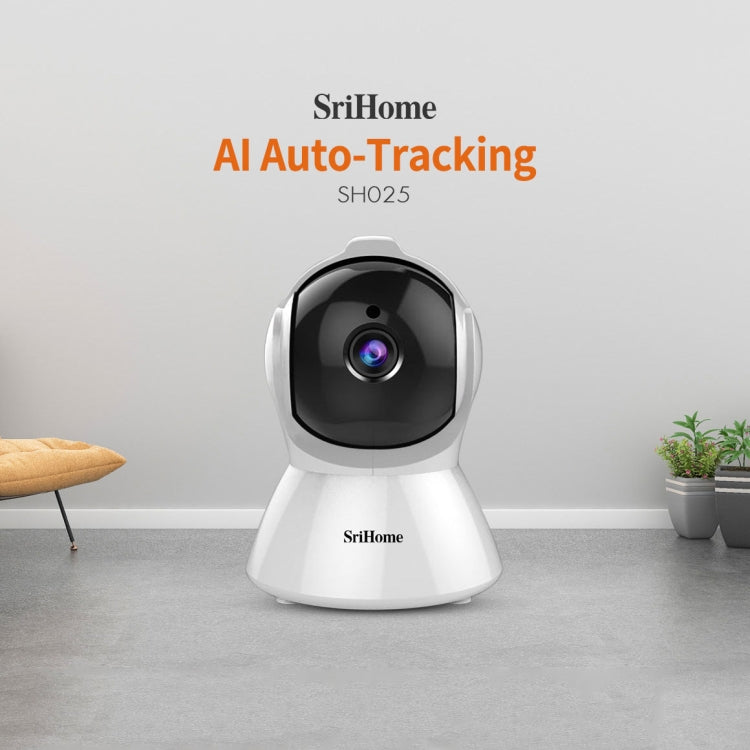 SriHome SH025 2.0 Million Pixels 1080P HD AI Auto-tracking IP Camera, Support Two Way Audio / Motion Tracking / Humanoid Detection / Night Vision / TF Card, UK Plug by SriHome