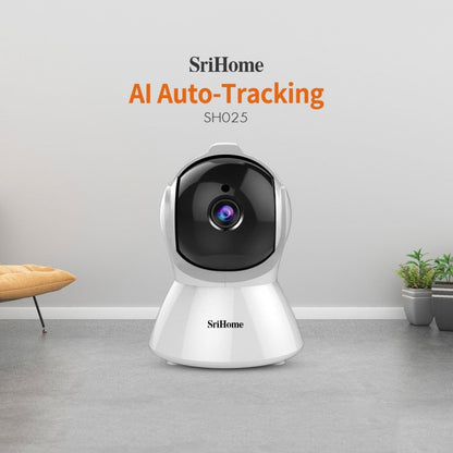 SriHome SH025 2.0 Million Pixels 1080P HD AI Auto-tracking IP Camera, Support Two Way Audio / Motion Tracking / Humanoid Detection / Night Vision / TF Card, UK Plug by SriHome