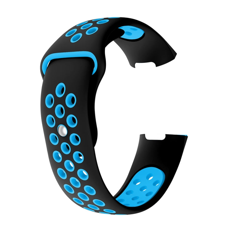 Two-color Round Hole Silicone Watch Band for Fitbit Charge 3, Watch Band Size:130-195mm(Blue) by bashfashion