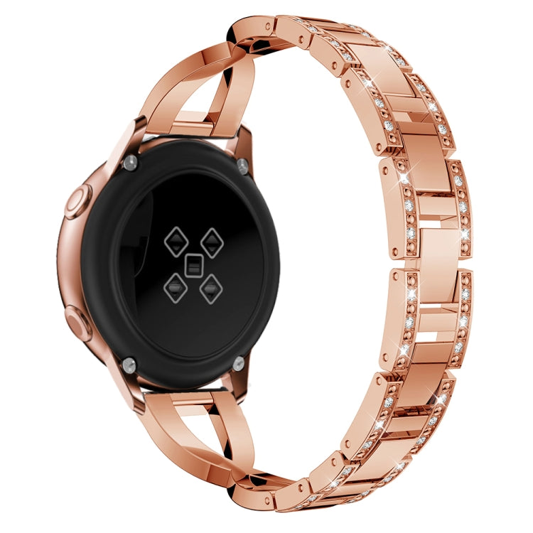 X-shaped Diamond Stainless Steel Wrist Strap WatchBand for Galaxy Watch Active 20mm(Rose Gold) by bashfashion