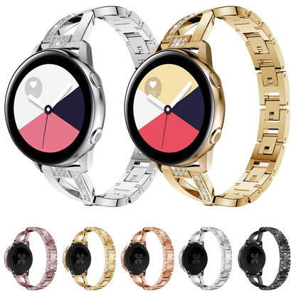 X-shaped Diamond Stainless Steel Wrist Strap WatchBand for Galaxy Watch Active 20mm(Pink) by bashfashion