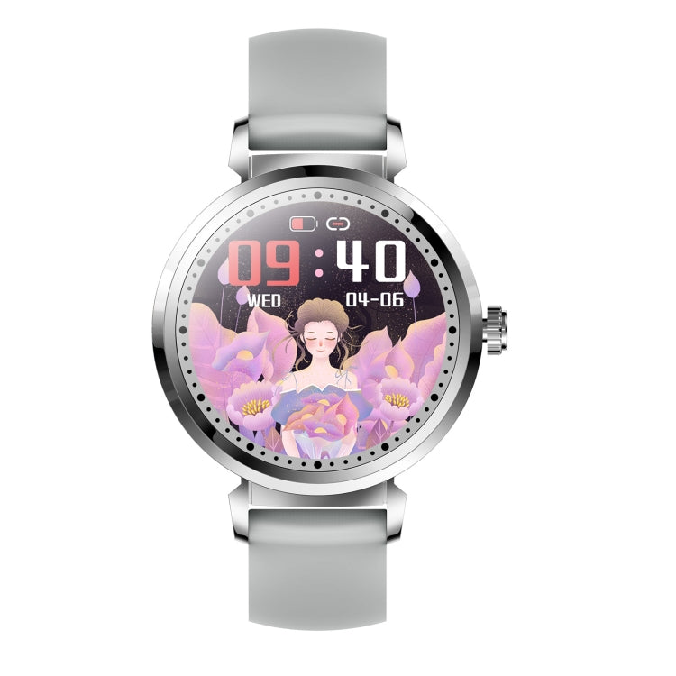 KC06 Women Menstrual Period Smart Watch Bracelet, Blood Pressure / Heart Rate Monitoring, Silicone Strap(Silver) by bashfashion