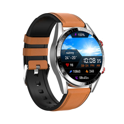 DW16 1.39 inch AMOLED Screen Smart Watch, Support Heart Rate / Blood Pressure Monitoring, Leather Strap(Brown) by bashfashion