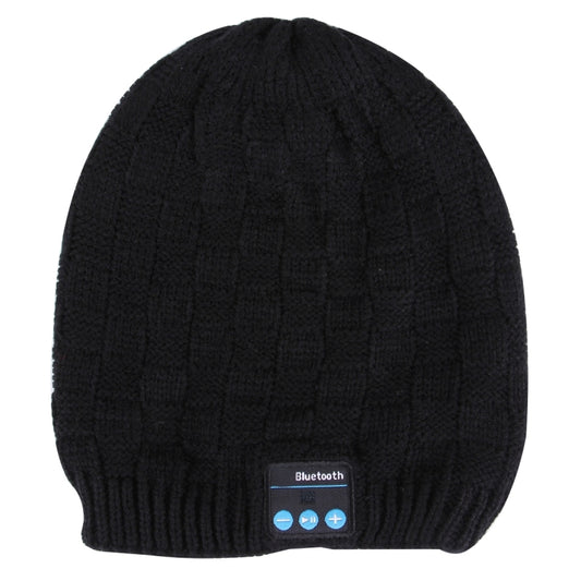 Square Textured Knitted Bluetooth Headset Warm Winter Hat with Mic for Boy & Girl & Adults(Black) by bashfashion