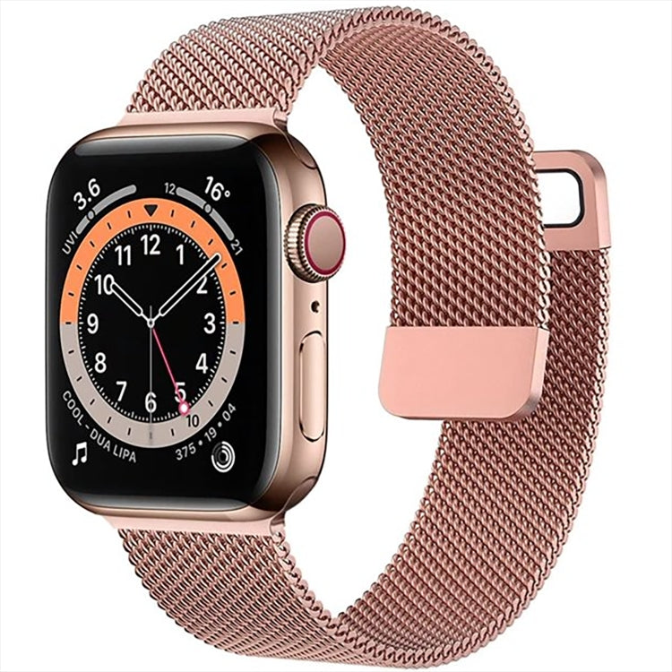 Milanese Loop Magnetic Stainless Steel Watch Band for Apple Watch Ultra 49mm&Watch Ultra 2 49mm / Series 10 46mm / 9&8&7 45mm / SE 3&SE 2&6&SE&5&4 44mm / 3&2&1 42mm(Rose Pink) by bashfashion