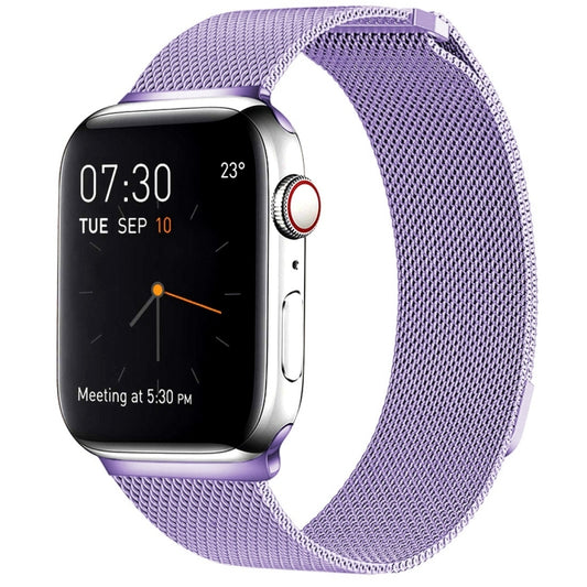 Milanese Loop Magnetic Stainless Steel Watch Band for Apple Watch Ultra 49mm&Watch Ultra 2 49mm / Series 10 46mm / 9&8&7 45mm / SE 3&SE 2&6&SE&5&4 44mm / 3&2&1 42mm(Light Purple) by bashfashion