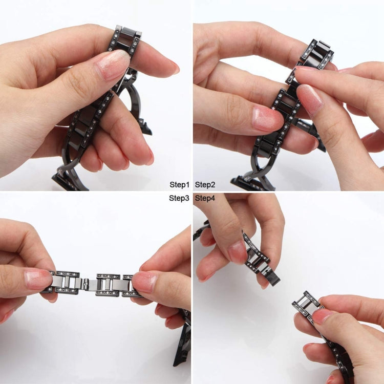 Colorful Diamond Stainless Steel Watch Band for Apple Watch Series 7 41mm / 6 & SE & 5 & 4 40mm / 3 & 2 & 1 38mm(Black) by bashfashion