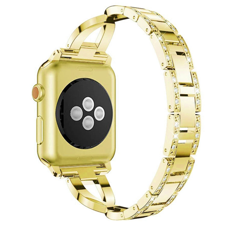 Colorful Diamond Stainless Steel Watch Band for Apple Watch Series 7 41mm / 6 & SE & 5 & 4 40mm / 3 & 2 & 1 38mm(Gold) by bashfashion