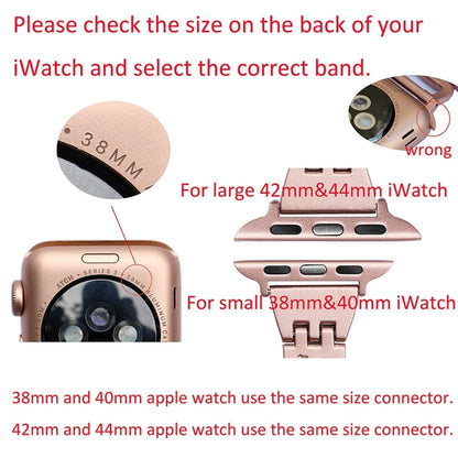 Colorful Diamond Stainless Steel Watch Band for Apple Watch Series 7 41mm / 6 & SE & 5 & 4 40mm / 3 & 2 & 1 38mm(Gold) by bashfashion