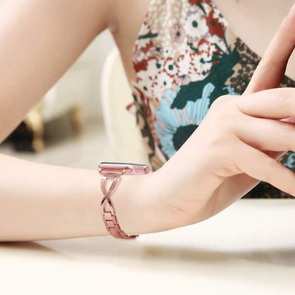 Colorful Diamond Stainless Steel Watch Band for Apple Watch Series 7 41mm / 6 & SE & 5 & 4 40mm / 3 & 2 & 1 38mm(Rose Gold) by bashfashion