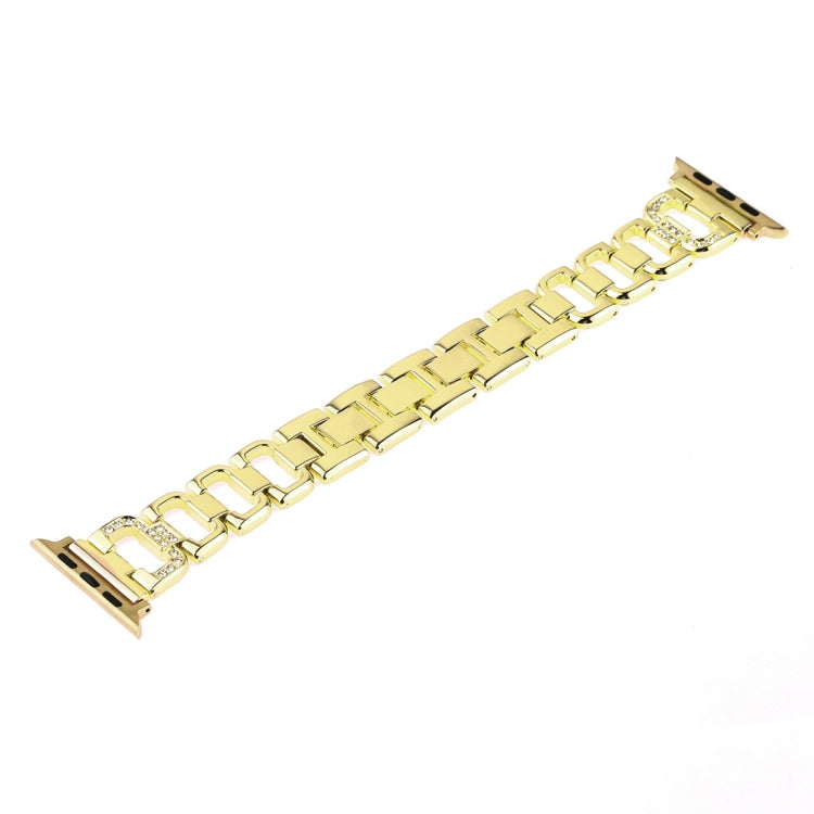 Colorful Diamond Stainless Steel Watch Band for Apple Watch Series 7 41mm / 6 & SE & 5 & 4 40mm / 3 & 2 & 1 38mm(Gold) by bashfashion