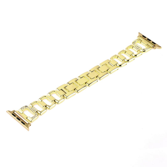 Colorful Diamond Stainless Steel Watch Band for Apple Watch Series 7 41mm / 6 & SE & 5 & 4 40mm / 3 & 2 & 1 38mm(Gold) by bashfashion