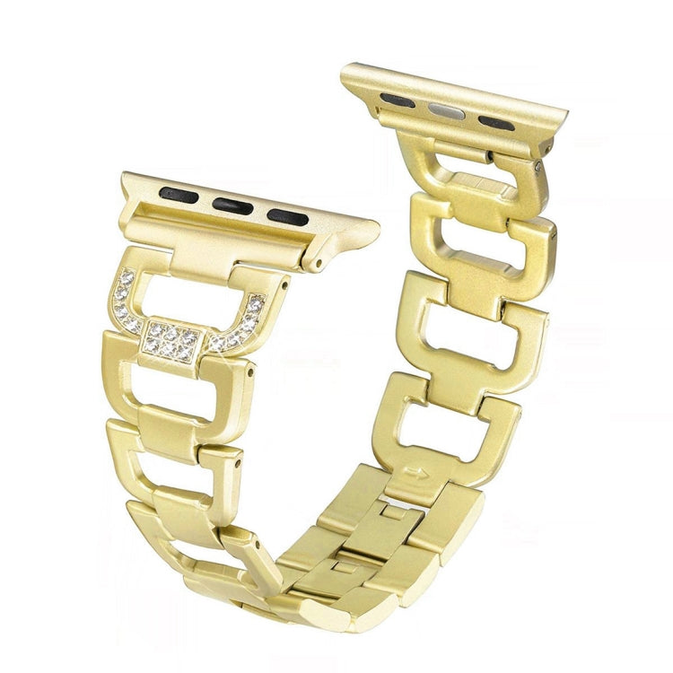 Colorful Diamond Stainless Steel Watch Band for Apple Watch Series 7 41mm / 6 & SE & 5 & 4 40mm / 3 & 2 & 1 38mm(Gold) by bashfashion