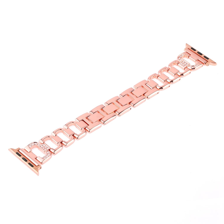 Colorful Diamond Stainless Steel Watch Band for Apple Watch Series 7 41mm / 6 & SE & 5 & 4 40mm / 3 & 2 & 1 38mm(Rose Gold) by bashfashion