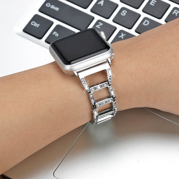 Colorful Diamond Stainless Steel Watch Band for Apple Watch Series 10 42mm / 9&8&7 41mm / SE 3&SE 2&6&SE&5&4 40mm / 3&2&1 38mm(Gold) by bashfashion