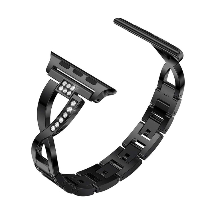 Colorful Diamond Stainless Steel Watch Band for Apple Watch Series 7 45mm / 6 & SE & 5 & 4 44mm / 3 & 2 & 1 42mm(Black) by bashfashion