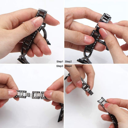 Colorful Diamond Stainless Steel Watch Band for Apple Watch Series 7 45mm / 6 & SE & 5 & 4 44mm / 3 & 2 & 1 42mm(Black) by bashfashion