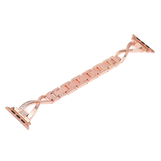 Colorful Diamond Stainless Steel Watch Band for Apple Watch Series 7 45mm / 6 & SE & 5 & 4 44mm / 3 & 2 & 1 42mm(Rose Gold) by bashfashion