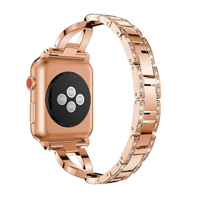 Colorful Diamond Stainless Steel Watch Band for Apple Watch Series 7 45mm / 6 & SE & 5 & 4 44mm / 3 & 2 & 1 42mm(Rose Gold) by bashfashion