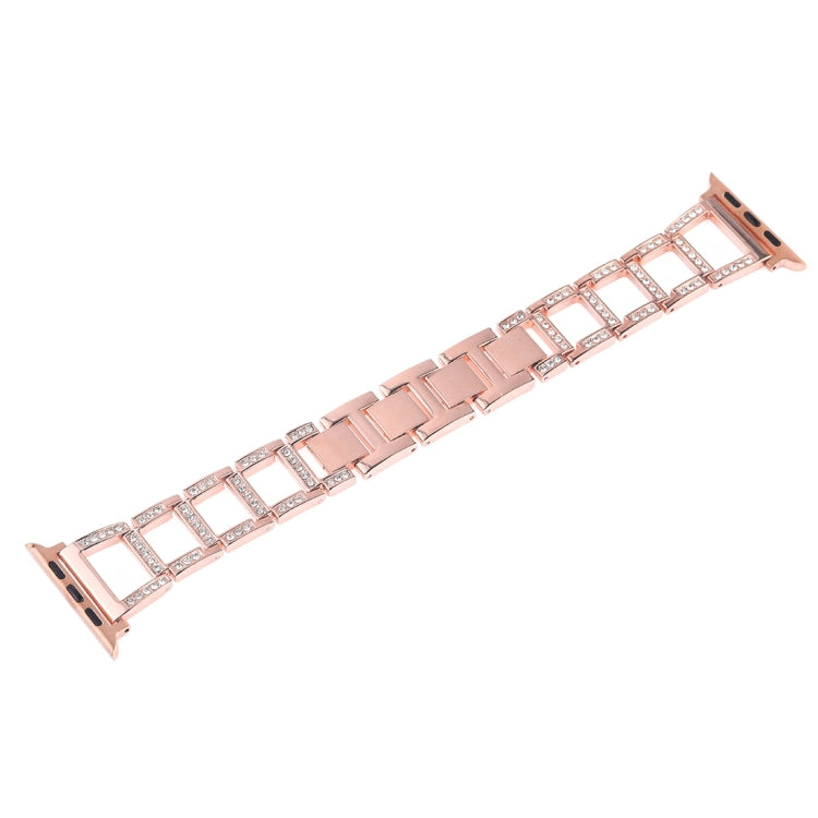 Colorful Diamond Stainless Steel Watch Band for Apple Watch Series 7 45mm / 6 & SE & 5 & 4 44mm / 3 & 2 & 1 42mm(Rose Gold) by bashfashion