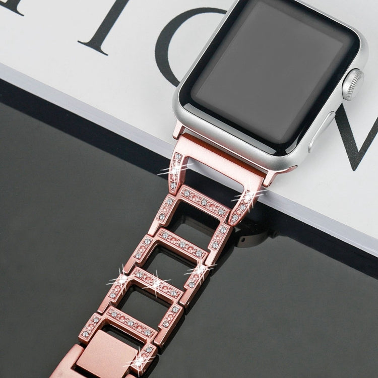 Colorful Diamond Stainless Steel Watch Band for Apple Watch Series 7 45mm / 6 & SE & 5 & 4 44mm / 3 & 2 & 1 42mm(Rose Gold) by bashfashion