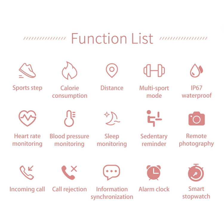 AK15 Fashion Smart Female Bracelet, 1.08 inch Color LCD Screen, IP67 Waterproof, Support Heart Rate Monitoring / Sleep Monitoring / Remote Photography (Rose Gold) by bashfashion